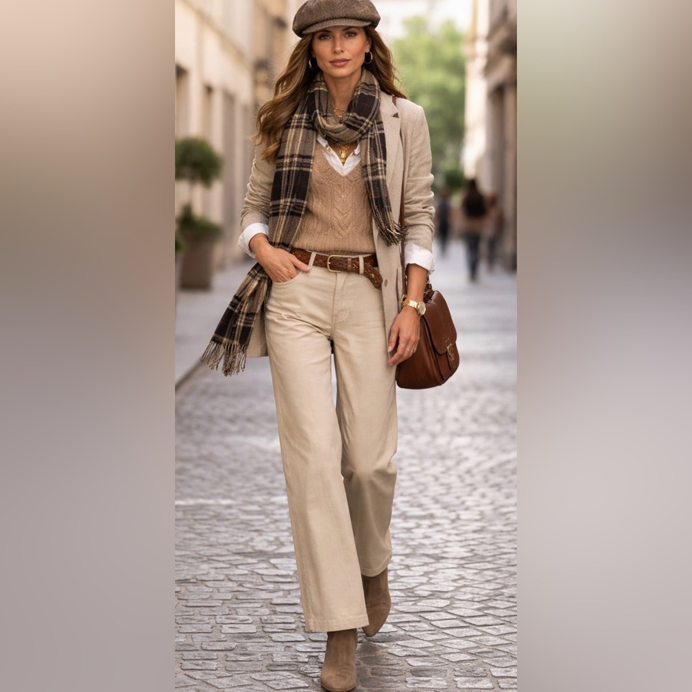 Club Monaco Pans Tan Size 10 Khaki Beige 100% Cotton Ankle 28" Flat Front Preppy